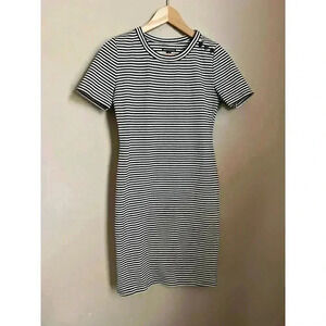J. Crew Mercantile Striped Short-Sleeve Structured Knit Dress Size Small